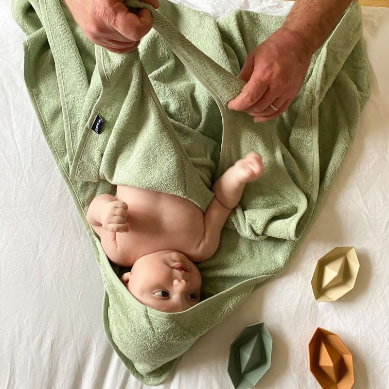 Cape de bain tablier XXL parent et bébé vert d'eau Candide Ambiance 6