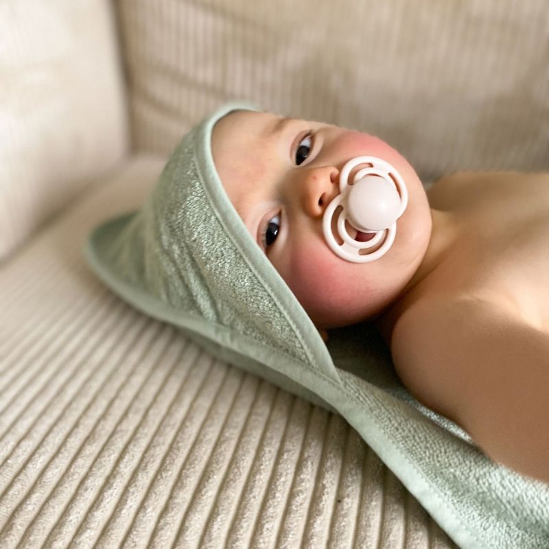 Cape de bain tablier XXL parent et bébé vert d'eau Candide Ambiance 7