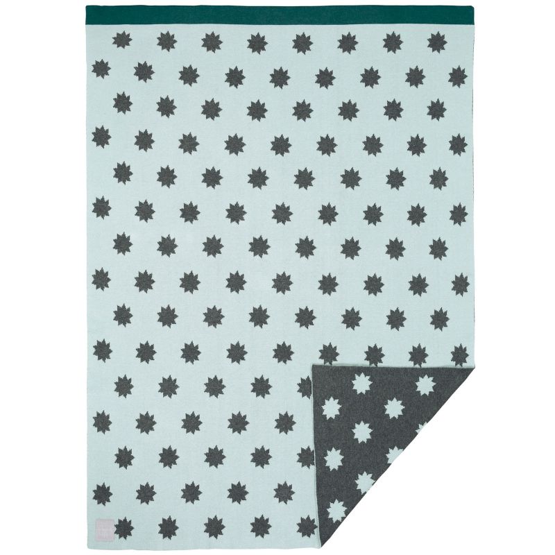 Couverture bébé en coton bio Little Chums étoiles vert d'eau (75 x 100 cm) Lässig
