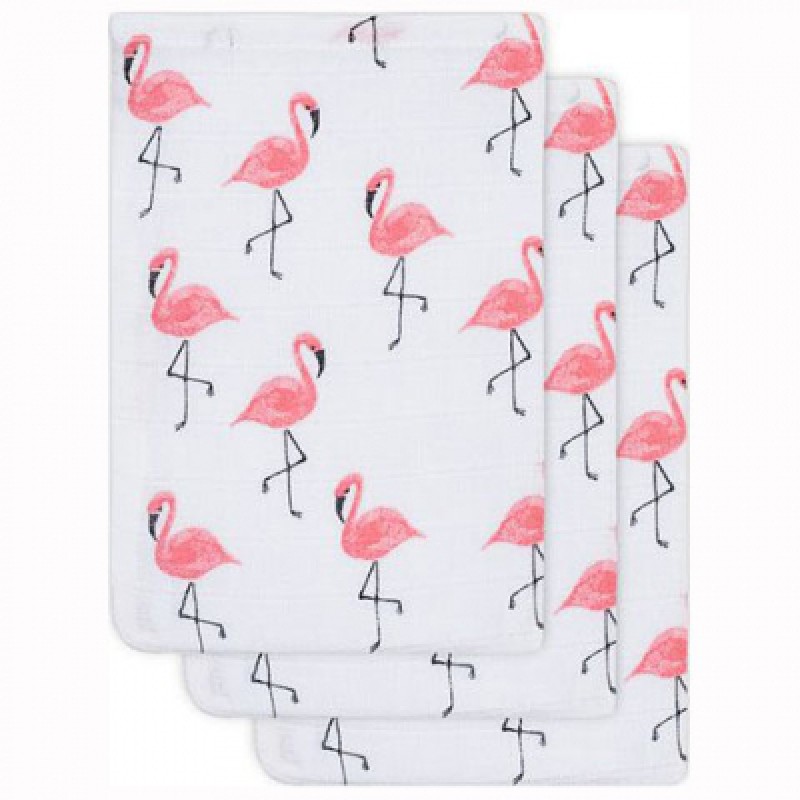 Lot de 3 gants de toilette hydrophiles Flamant rose Jollein