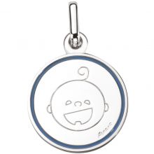 Médaille Petites Bouilles Garçon 16 mm (or blanc 750°)  par Maison Augis
