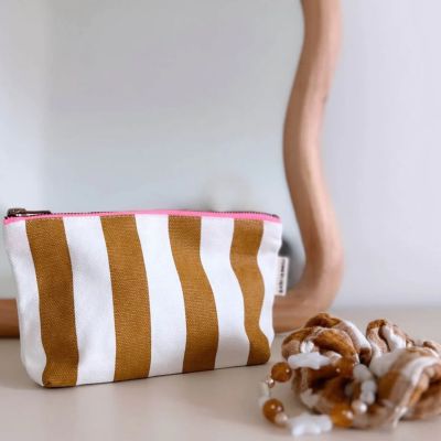 Pochette Sofia rayée Caramel