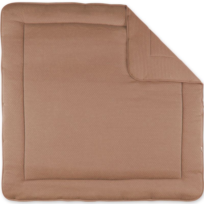 Tapis de jeu réversible Jersey Stripe Dunes marron (100 x 100 cm) Bemini