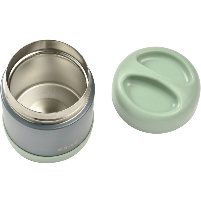 Thermos alimentaire en Inox minéral gris et vert sauge (300 ml) Béaba Produit ouvert 5