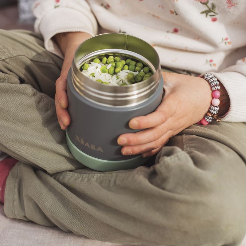Thermo alimentaire en Inox minéral gris et vert sauge (300 ml) Béaba Ambiance 9
