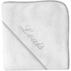 Cape de bain biais gris personnalisable (80 x 80 cm)