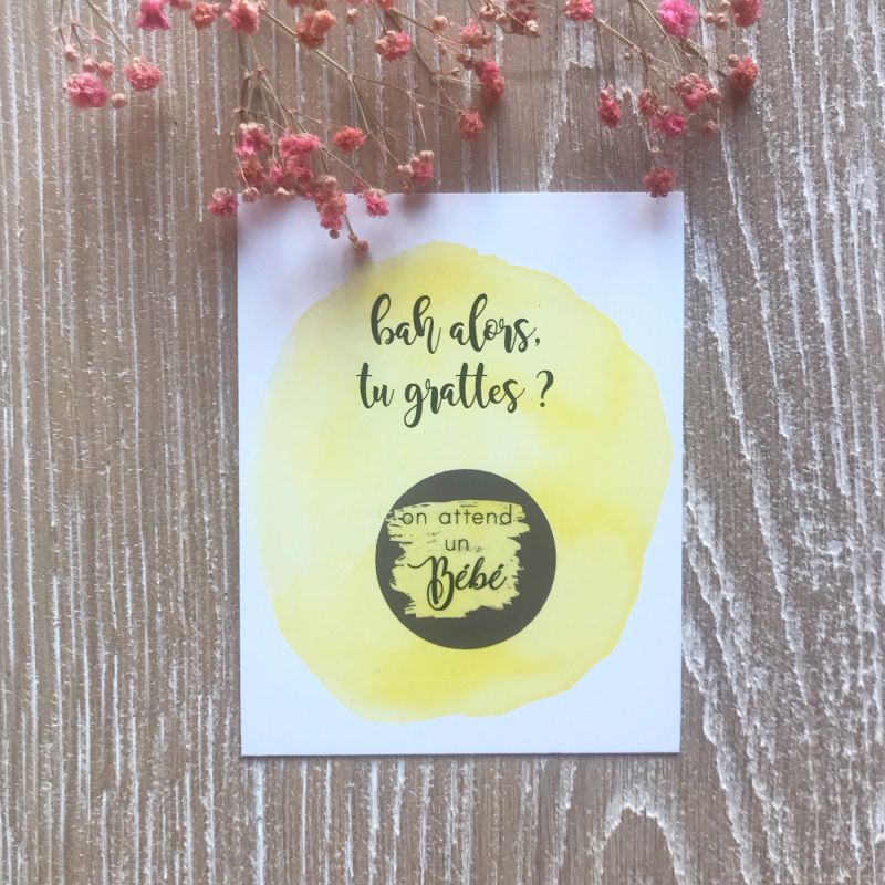 Carte annonce de grossesse Tu grattes ? On attend un bébé (8 x 10 cm) Les Boudeurs