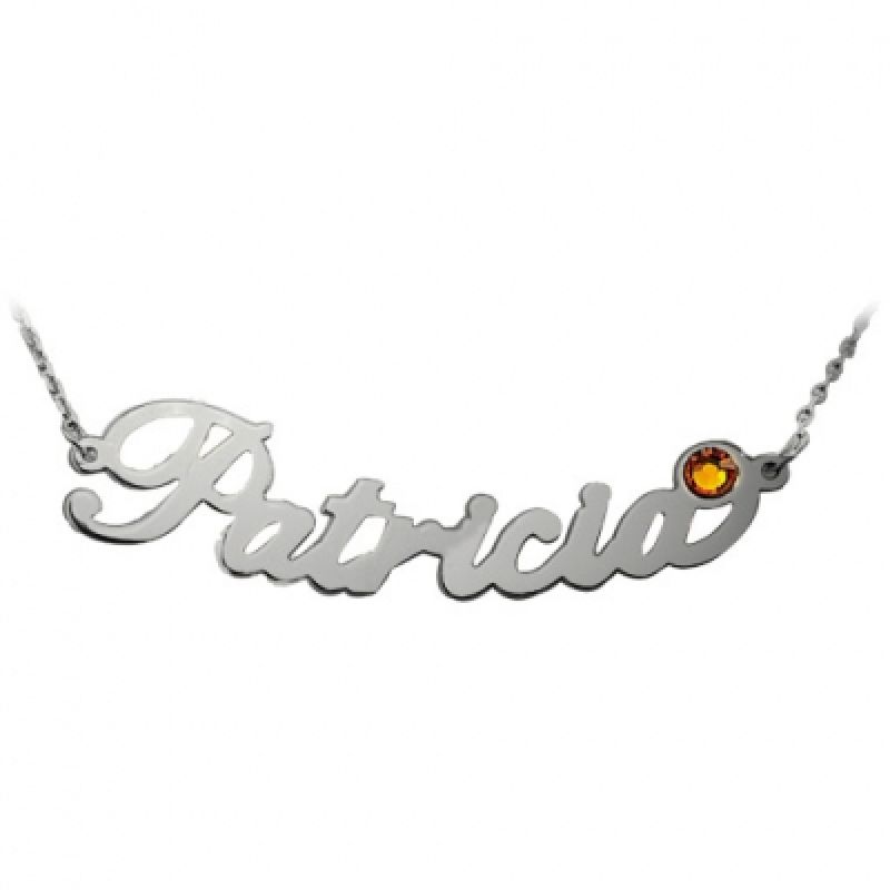 Collier prénom police English avec Swarovski (argent 925°) Louis de l'Ange