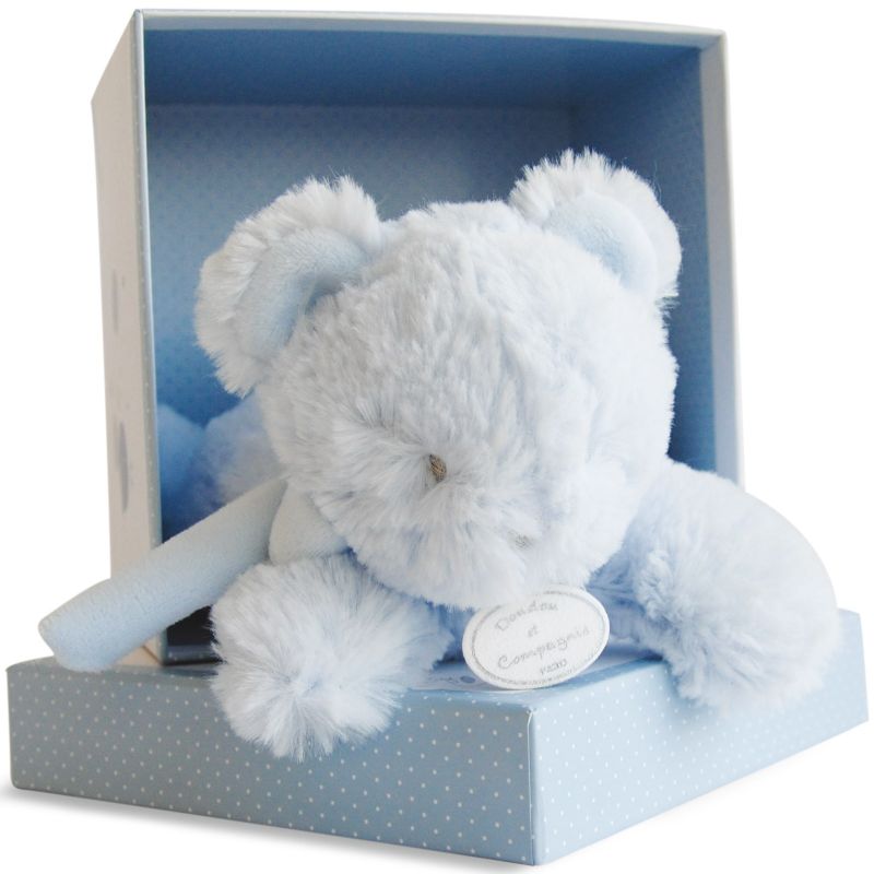 Coffret peluche musicale ours bleu (20 cm) Doudou et Compagnie