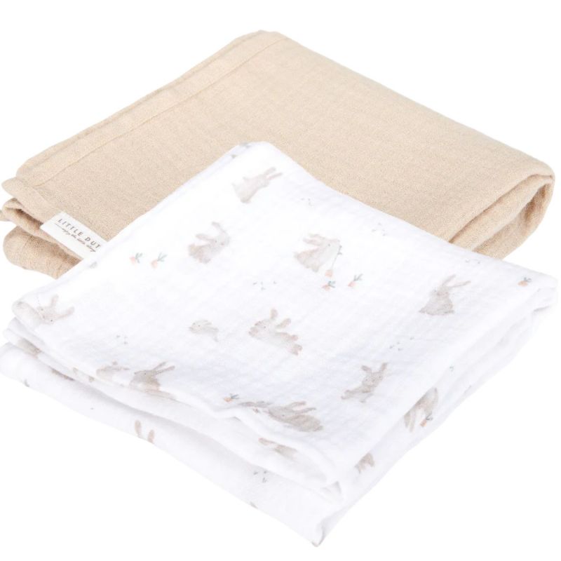 Set de 2 langes en gaze de coton Baby Bunny (70 x 70 cm) Little Dutch Produit 2