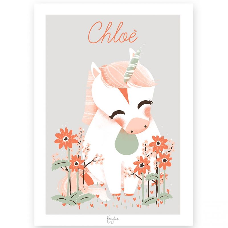 Affiche A3 Les Animignons la licorne (personnalisable) Kanzilue