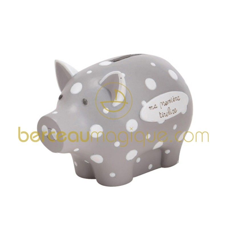 Tirelire cochon beige à pois blancs Amadeus Les Petits