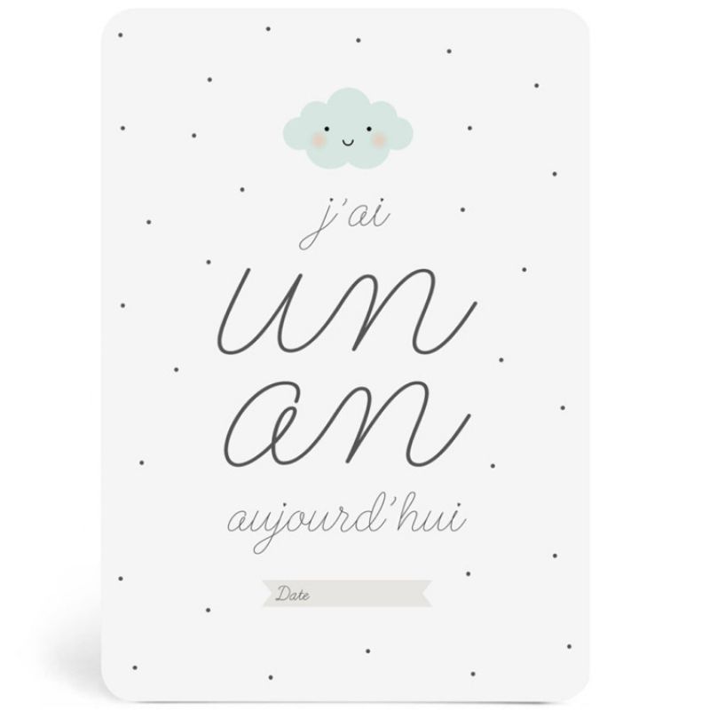 Carte J'ai un an aujourd'hui blanc (A6) Zü