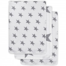 Lot de 3 gants de toilette hydrophiles Little star étoile gris anthracite  par Jollein