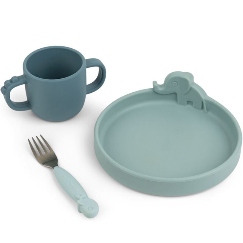 Coffret repas Peekaboo Deer Friends bleu (3 pièces) Done by Deer