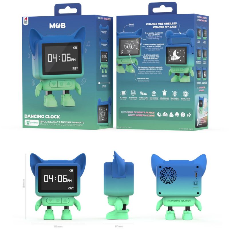 Réveil Dancing Clock Blue MOB Packaging 9