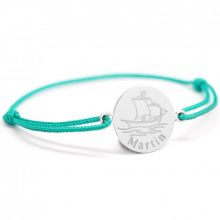 Bracelet cordon Bateau personnalisable (argent 925°)  par Petits trésors