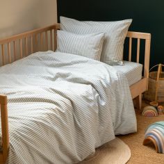 Housse de couette en percale de coton Rayé Bleu Ardoise (75 x 120 cm)