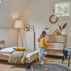 Lit bébé évolutif en chêne blond noir Marcel (70 x 140)