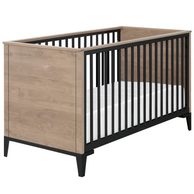 Lit bébé en chêne blond noir Marcel (70 x 140) Galipette
