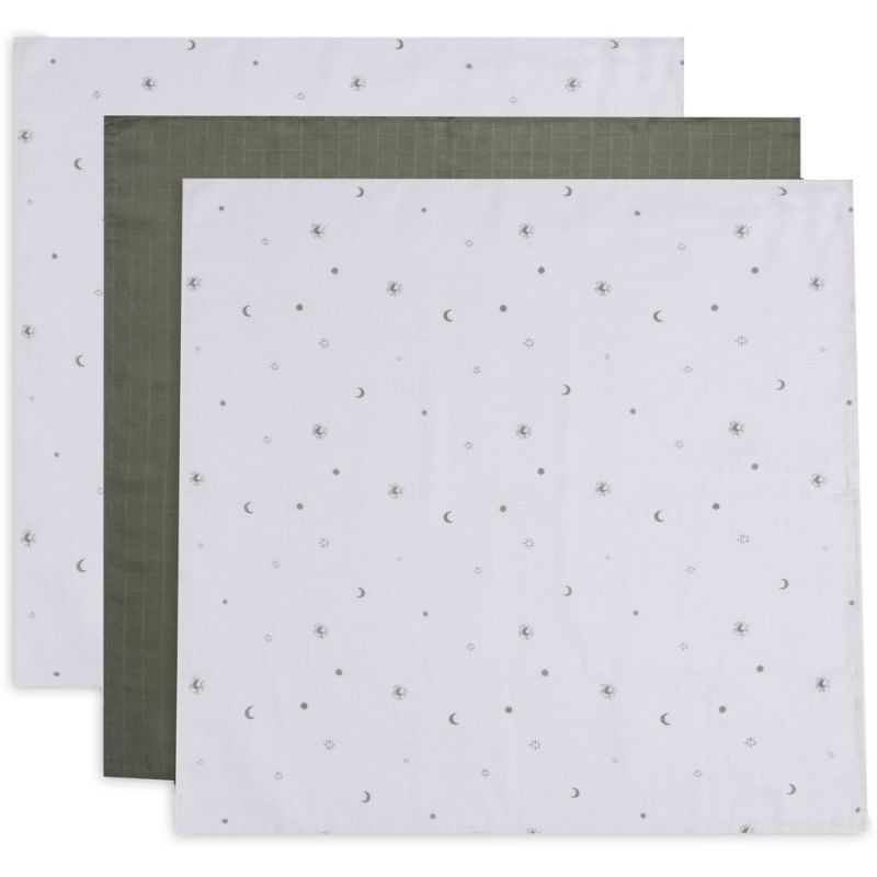 Lot de 3 langes en coton Stargaze Leaf Green (70 x 70 cm) Jollein