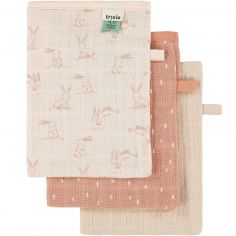 Lot de 3 gants de toilette en mousseline Rosy Rabbit - Trixie