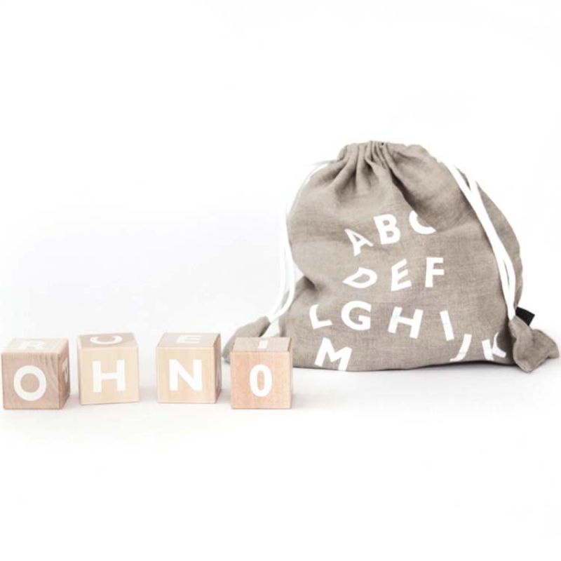 Cubes en bois Alphabet blanc ooh noo