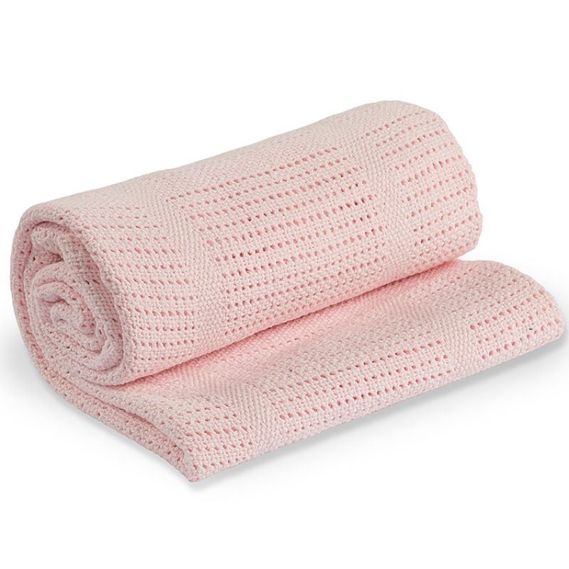 Couverture bébé tricot rose (80 x 100 cm) Lulujo