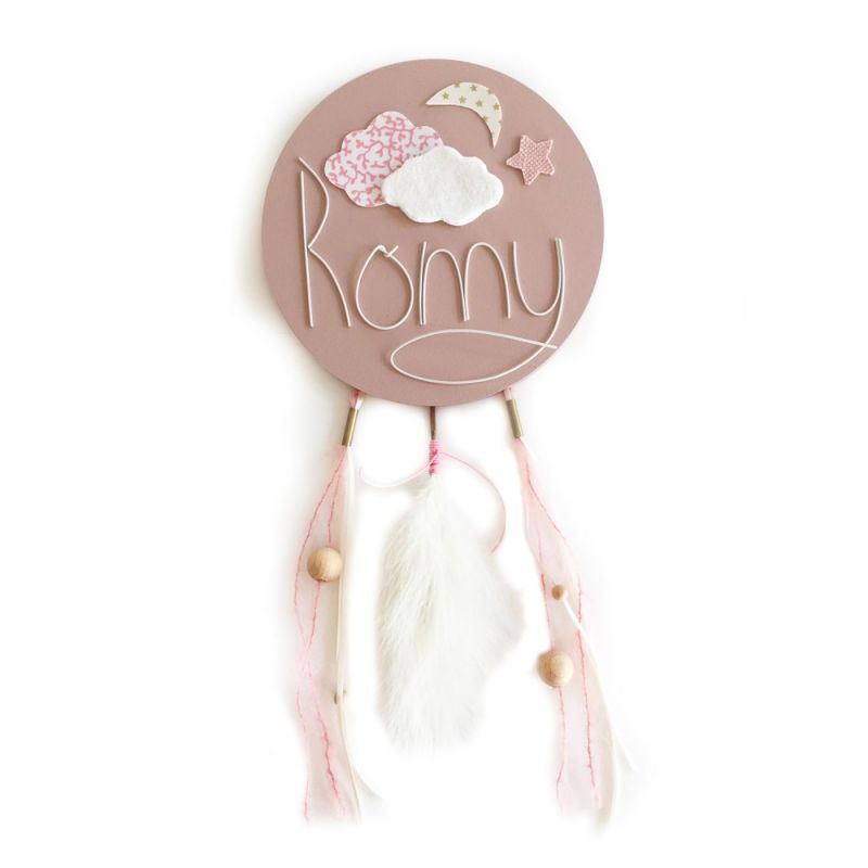 Attrape-rêves nuage rose vintage (personnalisable) Marie-Laure Créations