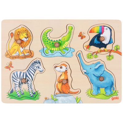 Puzzle à encastrements en bois Maman et son petit (6 pièces)