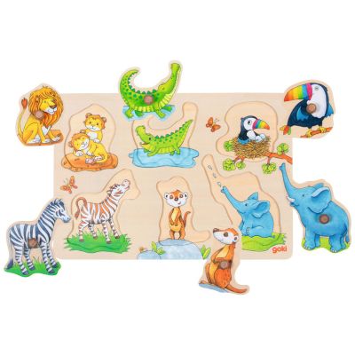 Puzzle à encastrements en bois Maman et son petit (6 pièces)