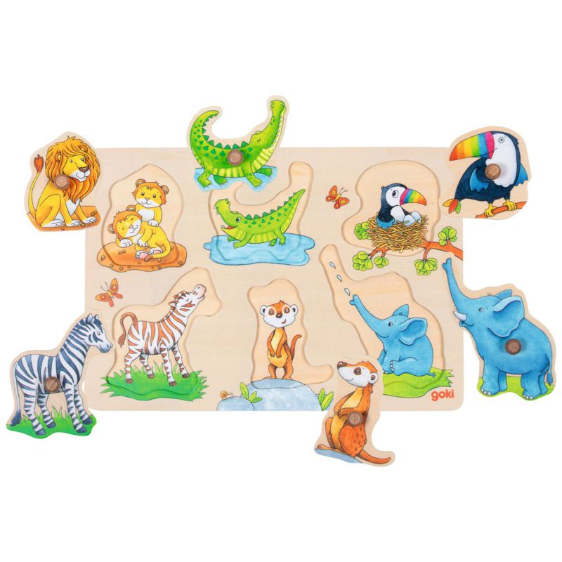 Puzzle à encastrements en bois Maman et son petit (6 pièces) Goki Produit 2