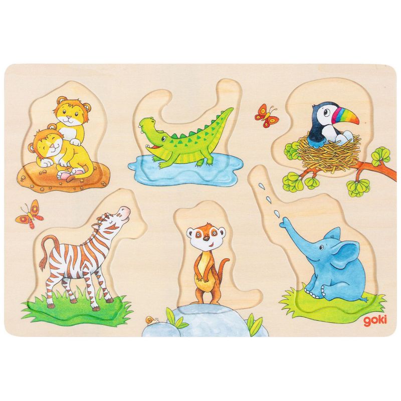 Puzzle à encastrements en bois Maman et son petit (6 pièces) Goki Produit 3