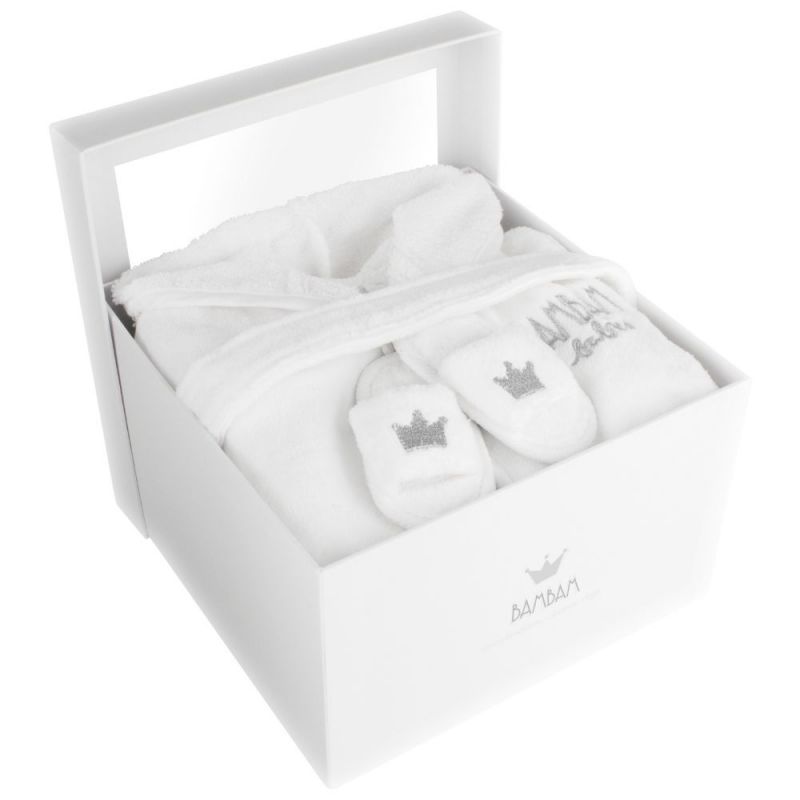 Coffret cadeau naissance peignoir et pantoufles (2 pièces) BAMBAM