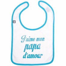 Bavoir coton J’aime mon papa d’amour turquoise par BB & Co Bavoir coton J’aime mon papa d’amour turquoise par BB & Co
