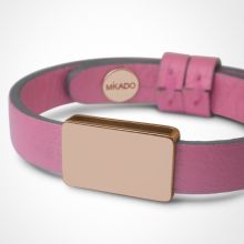 Bracelet cuir Hip-Hop Malabar (or rose 750° et cuir)  par Mikado