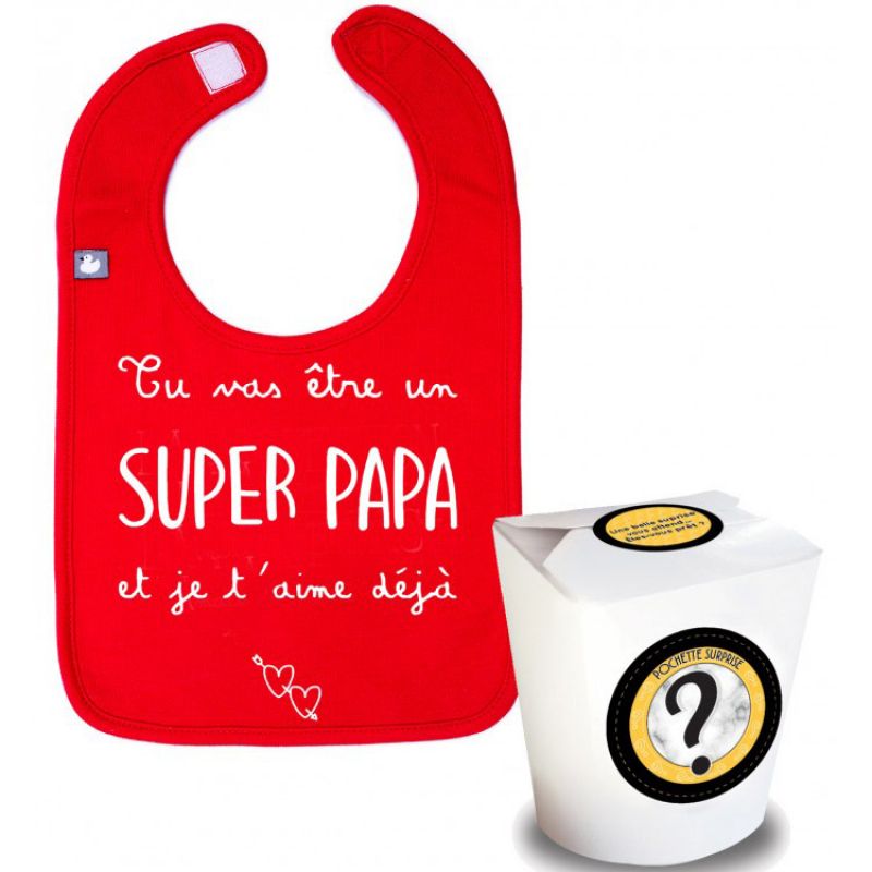 Pochette surprise annonce de grossesse bavoir Tu vas être un super papa BB & Co