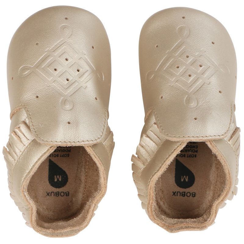 Chaussons bébé en cuir Soft soles doré (15-27 mois) Bobux