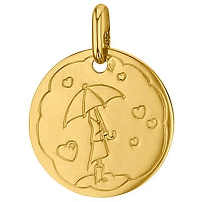Médaille ronde Pluie de coeur 16 mm (or jaune 750°) Premiers Bijoux