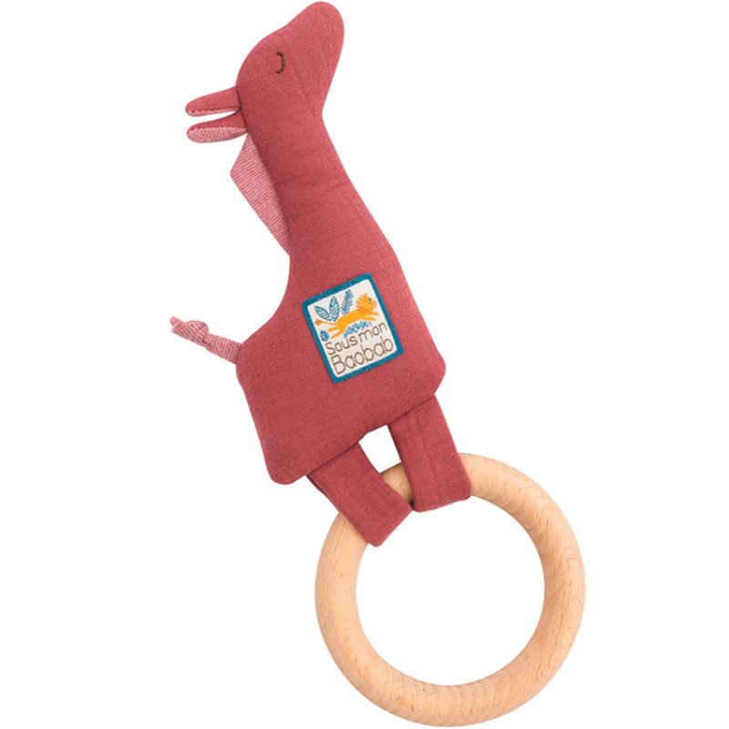 Hochet anneau en bois girafe Sous mon baobab Moulin Roty