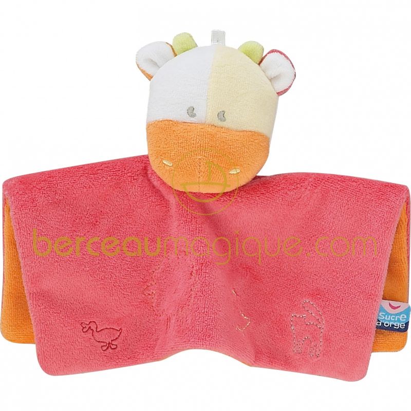 Doudou plat personnalisable Corail, rouge & co Sucre d'orge