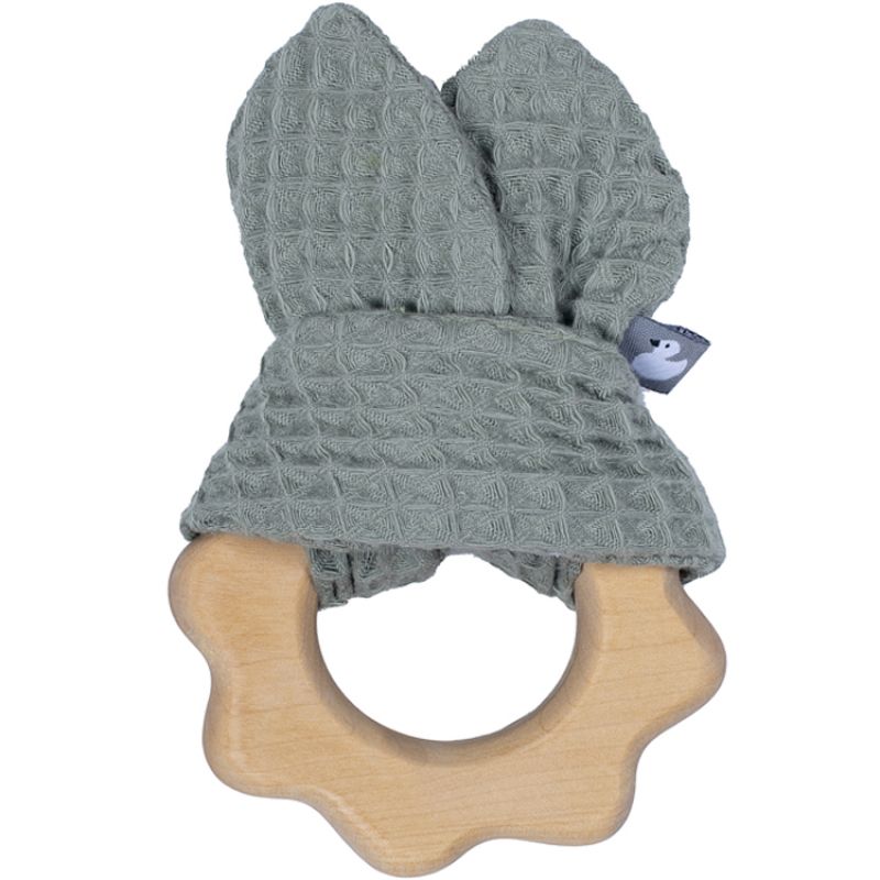 Anneau de dentition en bois nid d'abeille kaki BB & Co