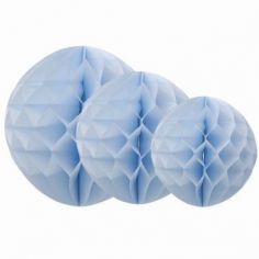 Boules en papier alvéolé bleu ciel (3 pièces)
