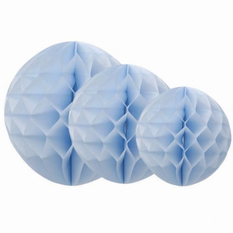 Boules en papier alvéolé bleu ciel (3 pièces) Arty Fêtes Factory