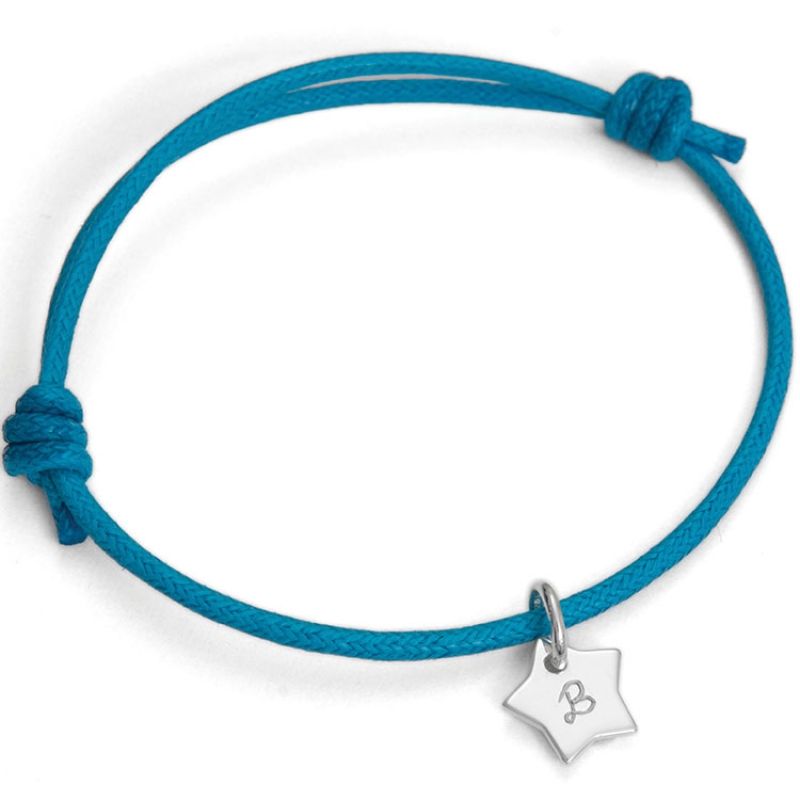 Bracelet Initiales avec étoile personnalisable (argent 925°) Merci Maman
