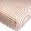 Drap housse en percale de coton Rayé Peach (80 x 160 cm) Kadolis Produit 1