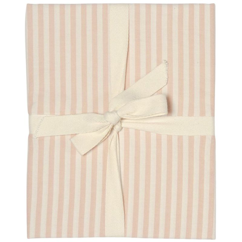 Drap housse en percale de coton Rayé Peach (80 x 160 cm) Kadolis Packaging 5