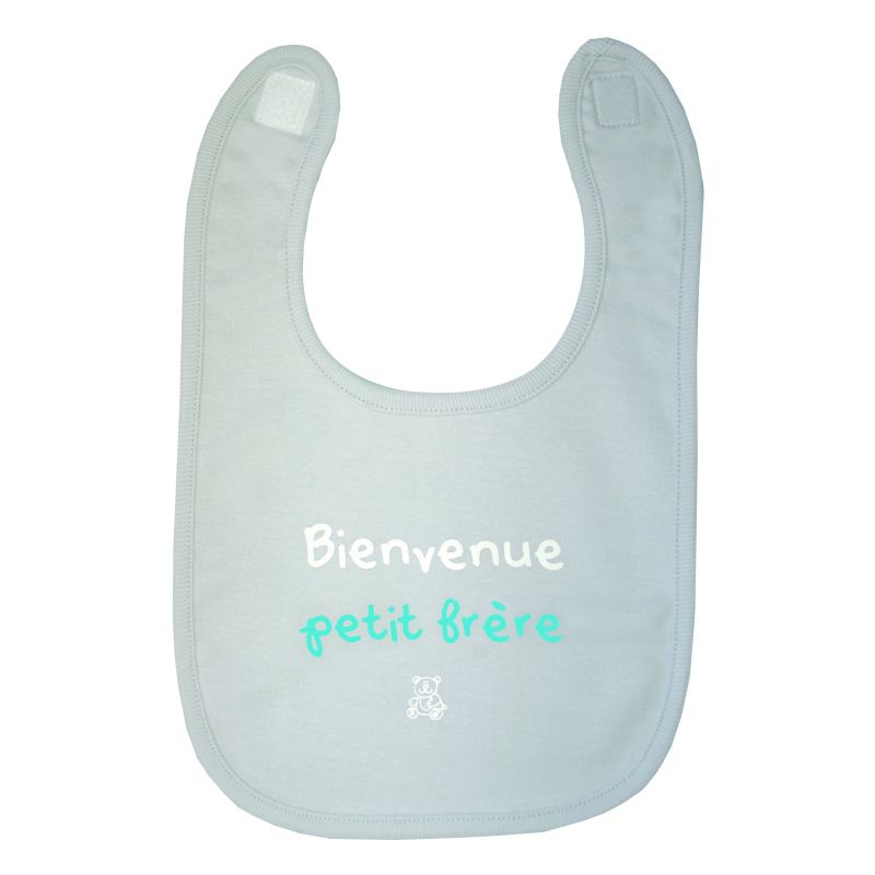 Bavoir Bienvenue petit frère gris BB & Co