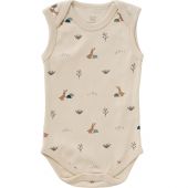 Body sans manches en coton bio Rabbit sandshell (6-12 mois : 67 à 74 cm)