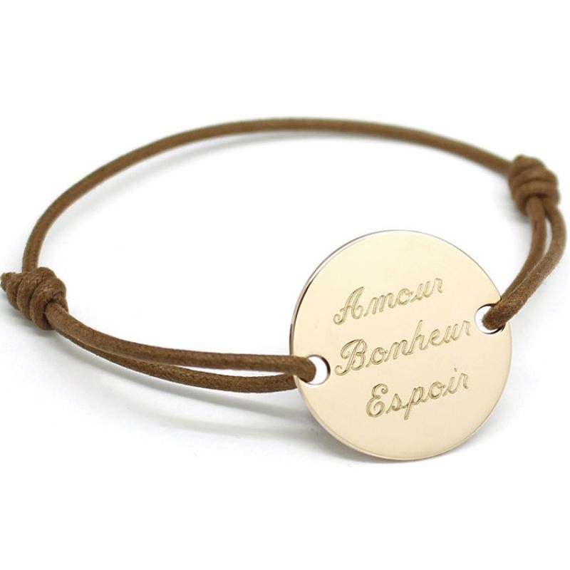 Bracelet cordon femme Family (plaqué or jaune) Petits trésors
